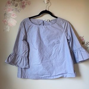 Madewell Blue/White Pinstripe Blouse w/Bell Sleeves - Size S